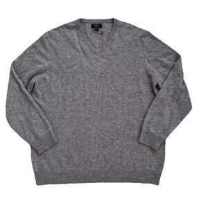 New Club Room Luxury Grey 100% Cashmere V-Neck Sweater XXL